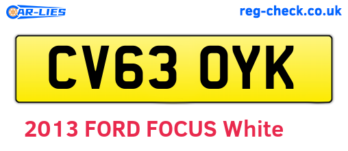 CV63OYK are the vehicle registration plates.