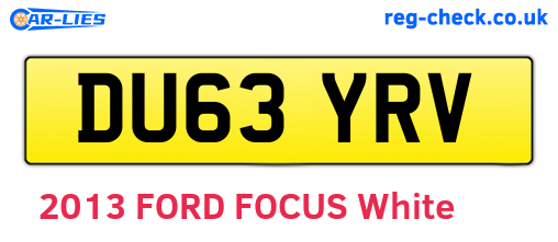 DU63YRV are the vehicle registration plates.