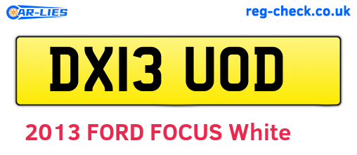 DX13UOD are the vehicle registration plates.