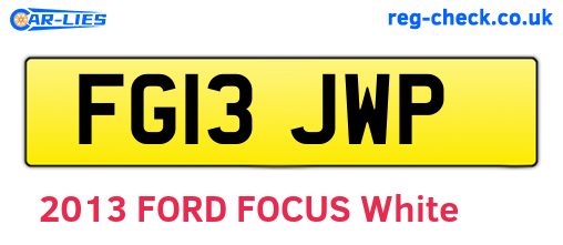 FG13JWP are the vehicle registration plates.