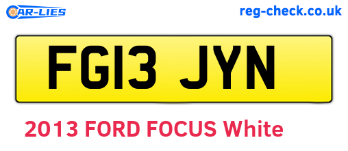 FG13JYN are the vehicle registration plates.