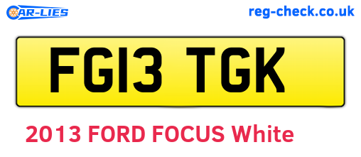 FG13TGK are the vehicle registration plates.