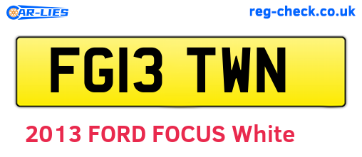FG13TWN are the vehicle registration plates.
