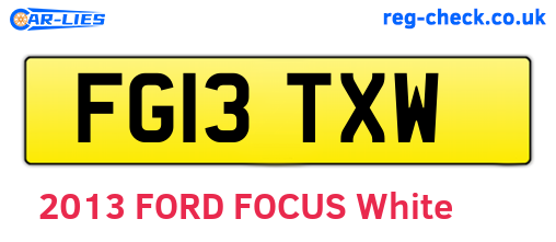 FG13TXW are the vehicle registration plates.