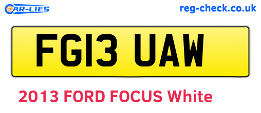 FG13UAW are the vehicle registration plates.