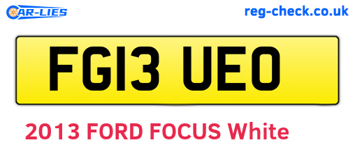 FG13UEO are the vehicle registration plates.