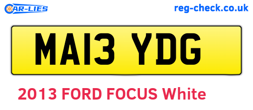 MA13YDG are the vehicle registration plates.