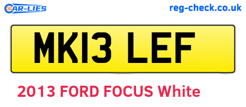MK13LEF are the vehicle registration plates.