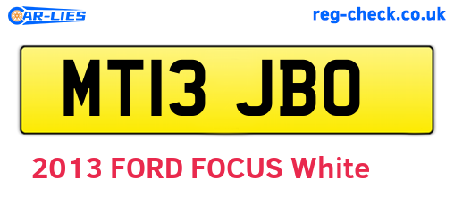 MT13JBO are the vehicle registration plates.