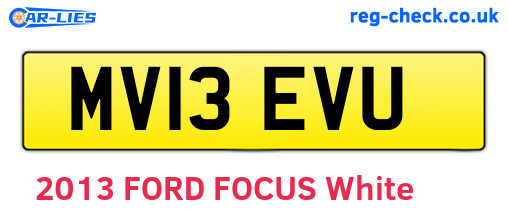 MV13EVU are the vehicle registration plates.