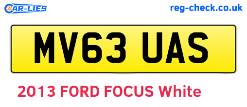 MV63UAS are the vehicle registration plates.