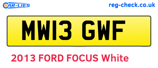MW13GWF are the vehicle registration plates.