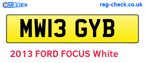 MW13GYB are the vehicle registration plates.