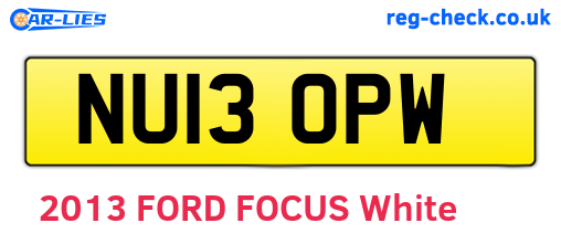 NU13OPW are the vehicle registration plates.