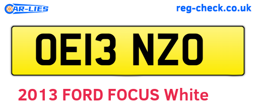 OE13NZO are the vehicle registration plates.