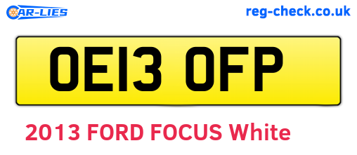 OE13OFP are the vehicle registration plates.
