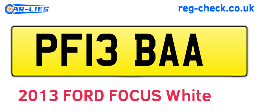 PF13BAA are the vehicle registration plates.