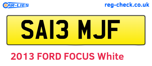SA13MJF are the vehicle registration plates.