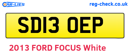 SD13OEP are the vehicle registration plates.