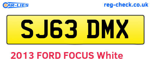 SJ63DMX are the vehicle registration plates.