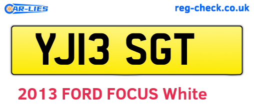 YJ13SGT are the vehicle registration plates.