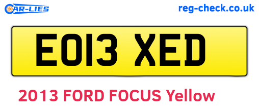 EO13XED are the vehicle registration plates.