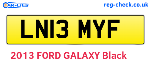 LN13MYF are the vehicle registration plates.