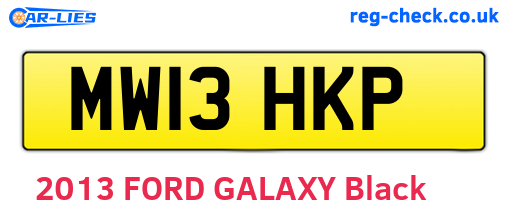 MW13HKP are the vehicle registration plates.