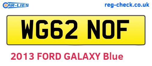 WG62NOF are the vehicle registration plates.
