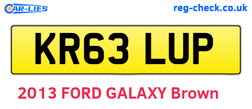 KR63LUP are the vehicle registration plates.