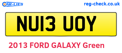 NU13UOY are the vehicle registration plates.