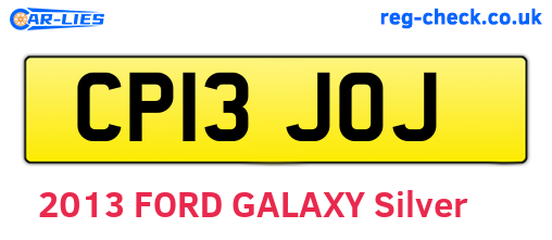 CP13JOJ are the vehicle registration plates.