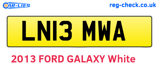 LN13MWA are the vehicle registration plates.