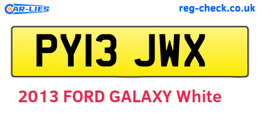 PY13JWX are the vehicle registration plates.
