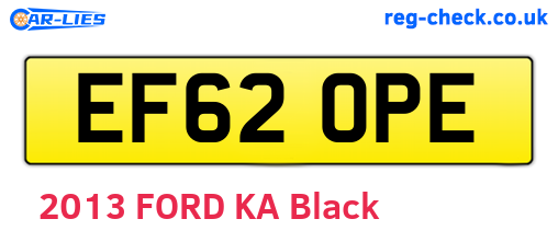 EF62OPE are the vehicle registration plates.