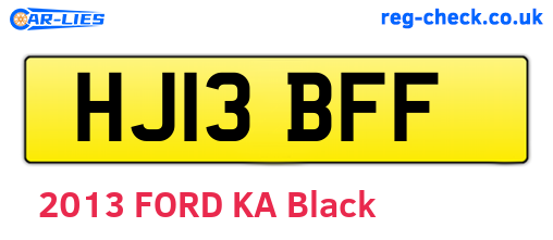 HJ13BFF are the vehicle registration plates.