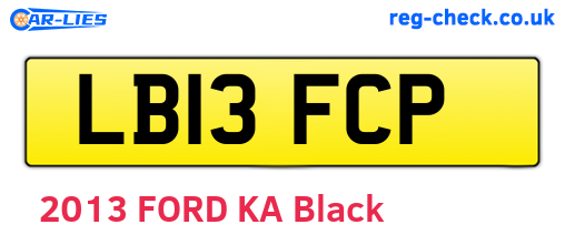LB13FCP are the vehicle registration plates.