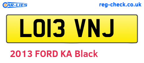 LO13VNJ are the vehicle registration plates.