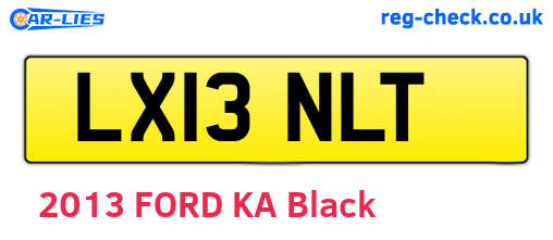 LX13NLT are the vehicle registration plates.