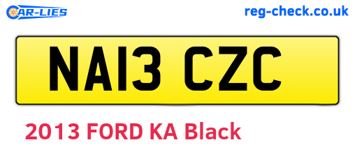 NA13CZC are the vehicle registration plates.