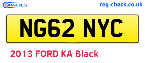 NG62NYC are the vehicle registration plates.