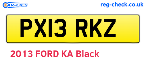 PX13RKZ are the vehicle registration plates.