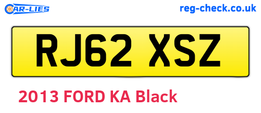 RJ62XSZ are the vehicle registration plates.