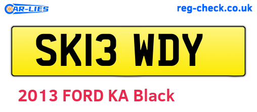 SK13WDY are the vehicle registration plates.