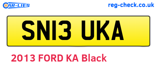 SN13UKA are the vehicle registration plates.