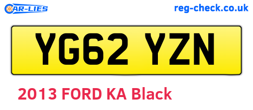 YG62YZN are the vehicle registration plates.