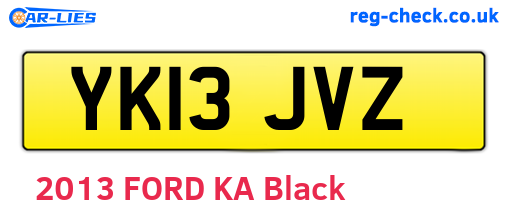 YK13JVZ are the vehicle registration plates.