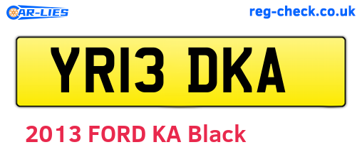 YR13DKA are the vehicle registration plates.