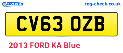 CV63OZB are the vehicle registration plates.