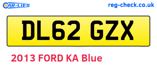 DL62GZX are the vehicle registration plates.